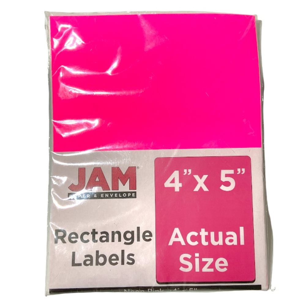 Jam Paper Sticker 4 Labels Per Sheet Pink 4” x 5” Sticker 120 Labels Total